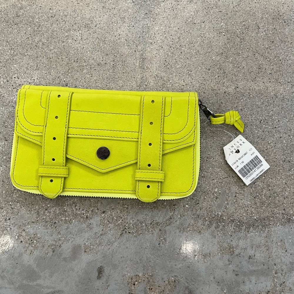 NWT PROENZA SCHOULER LEMON LEATHER PS1 LARGE ZIP CLUTCH WALLET